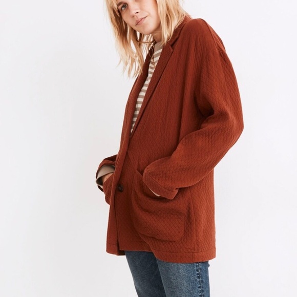 NWT! Madewell Diamond Jacquard Shaw Blazer - Color: Stained Mahogany - Picture 5 of 13